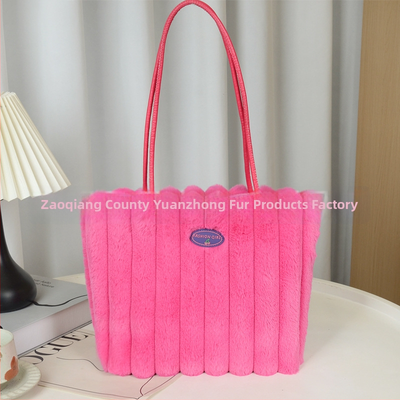 Geantă de pluș pentru femei, stil urban minimalist, formă pătrată orizontală, căptușeală PU, interior laminat cu fermoar