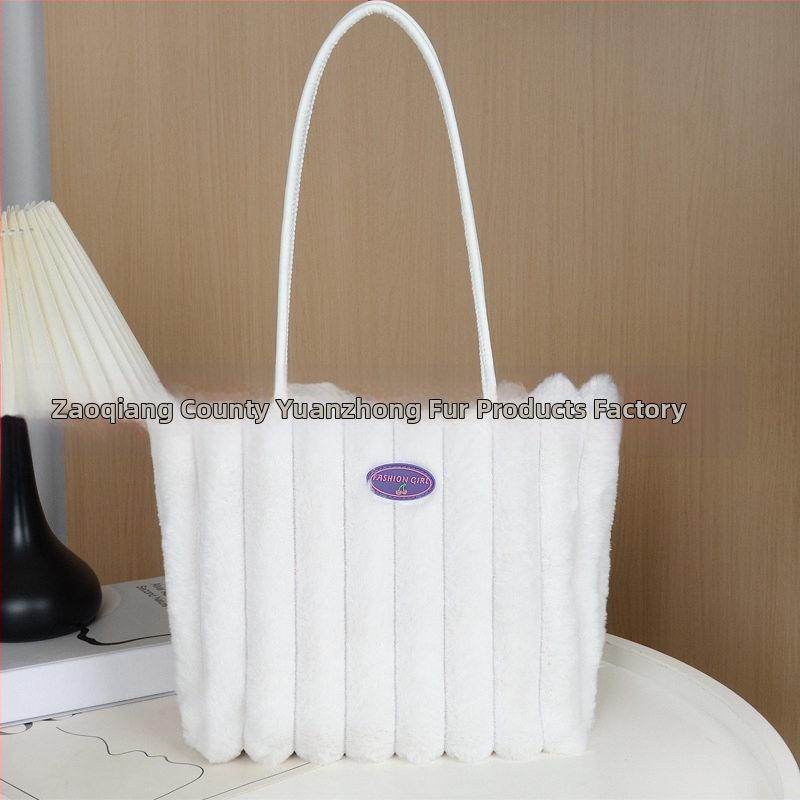 Geantă de pluș pentru femei, stil urban minimalist, formă pătrată orizontală, căptușeală PU, interior laminat cu fermoar