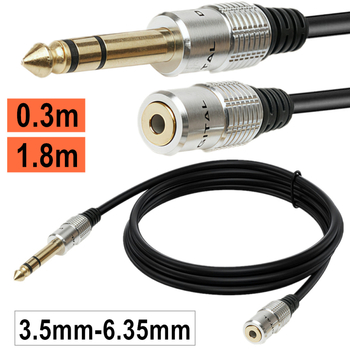 Cablu adaptor audio Yirui YR-L-18-03, 6,35 mm masculin la 3,5 mm femelă, stereo, fără cip