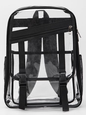 Σακίδιο πλάτης από διαφανές PVC, χωρητικότητα 20–35L, νάιλον επένδυση, καμπύλοι ιμάντες ώμου