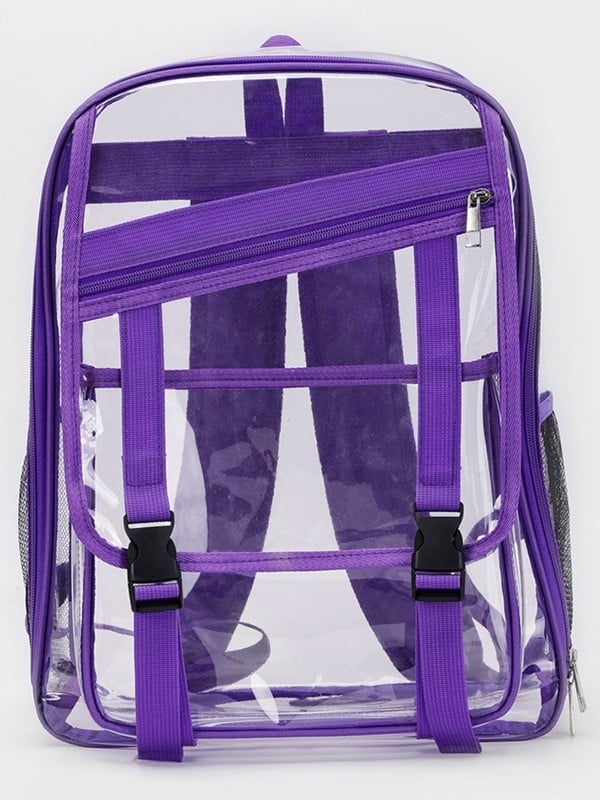 Σακίδιο πλάτης από διαφανές PVC, χωρητικότητα 20–35L, νάιλον επένδυση, καμπύλοι ιμάντες ώμου