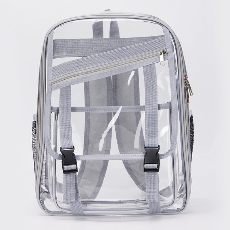 Σακίδιο πλάτης από διαφανές PVC, χωρητικότητα 20–35L, νάιλον επένδυση, καμπύλοι ιμάντες ώμου