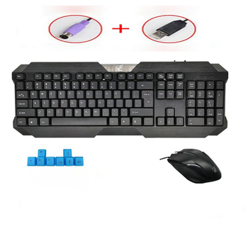 Set tastatură și mouse USB cablat, model Q19, ergonomic, cablu de 1,25 m, pentru notebook și birou