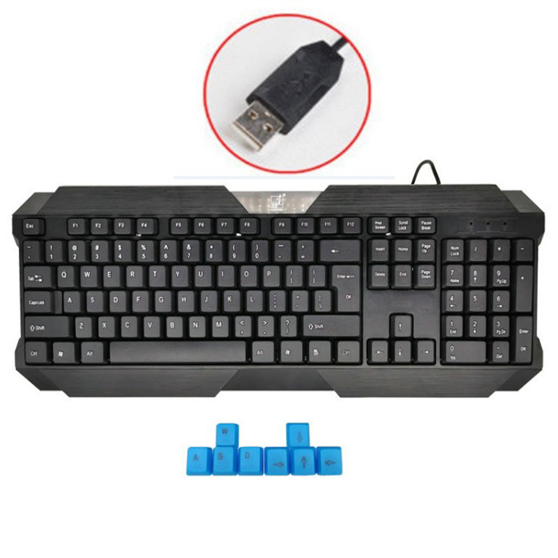 Set tastatură și mouse USB cablat, model Q19, ergonomic, cablu de 1,25 m, pentru notebook și birou