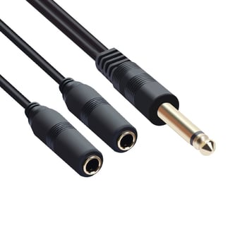 Cablu adaptor splitter audio mono 6,35 mm – de la masculin la două femele, cablu de prelungire, nucleu din cupru