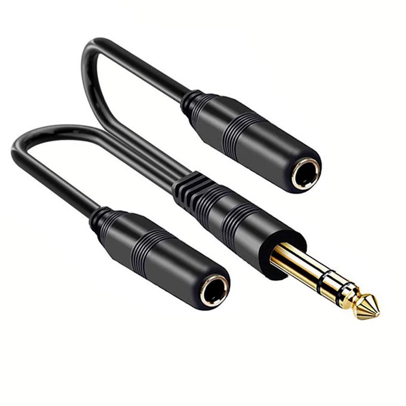 Cablu adaptor splitter audio mono 6,35 mm – de la masculin la două femele, cablu de prelungire, nucleu din cupru