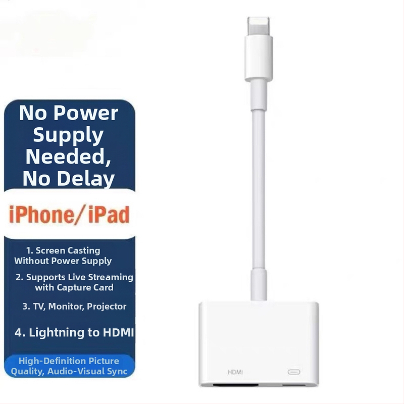 Lightning–HDMI adaptér pre iPhone, kábel z bezkyslíkovej meďe 0,15 m, niklované konektory, model 1.1