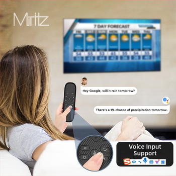 Bezvadu tastatūra ar Air Mouse un tālvadības pulti – Dubultā režīms (Bluetooth un 2.4G), USB interfeiss, darbības attālums 10 m, 1000dpi, balss vadība