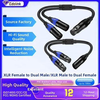 XLR audio adaptér kábel: 1 mužský → 2 ženské, bezkyslíkatá meď, strieborné potiahnuté vodiče, model 2022001, ROHS