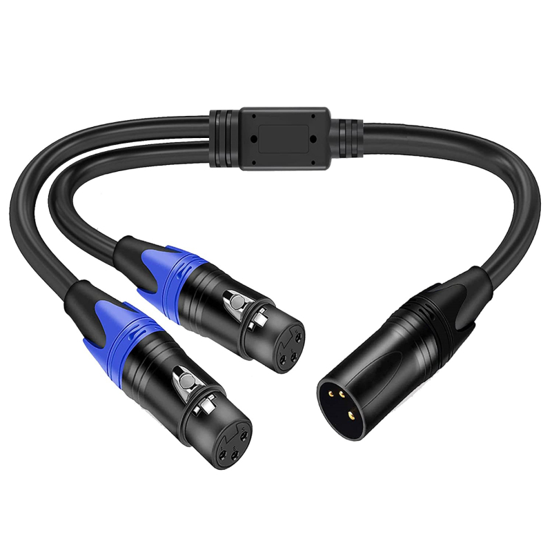 Cablu adaptor XLR audio: 1 male către 2 female, cupru fără oxigen, conductori placati cu argint, model 2022001, ROHS