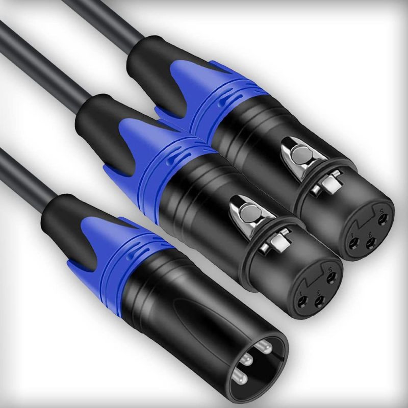 Cablu adaptor XLR audio: 1 male către 2 female, cupru fără oxigen, conductori placati cu argint, model 2022001, ROHS