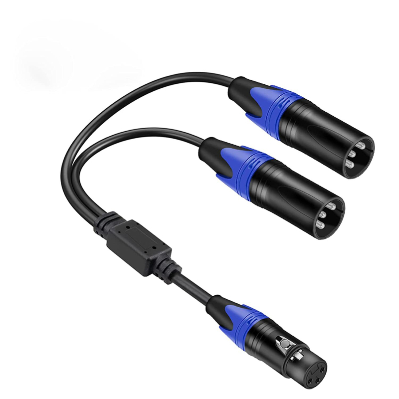 Cablu adaptor XLR audio: 1 male către 2 female, cupru fără oxigen, conductori placati cu argint, model 2022001, ROHS
