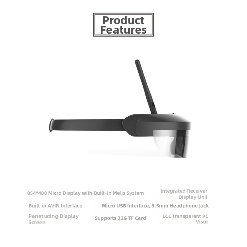 Oche FPV montate pe cap cu transmisie wireless a imaginii la 5.8 GHz, intrare HDMI, afișaj virtual de 98 inch, rezoluție 854x480, greutate 128 g, model E632