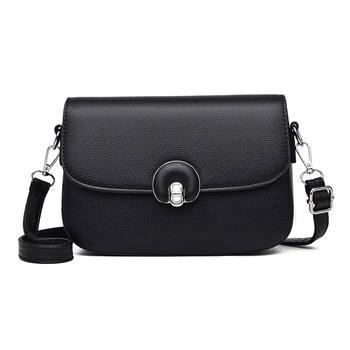 Τσάντα ώμου PU, στυλ saddle, οβάλ σχήμα, άνοιγμα με καπάκι, αστικός απλός σχεδιασμός