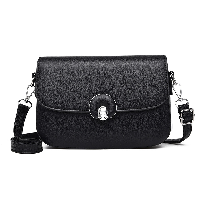 Τσάντα ώμου PU, στυλ saddle, οβάλ σχήμα, άνοιγμα με καπάκι, αστικός απλός σχεδιασμός