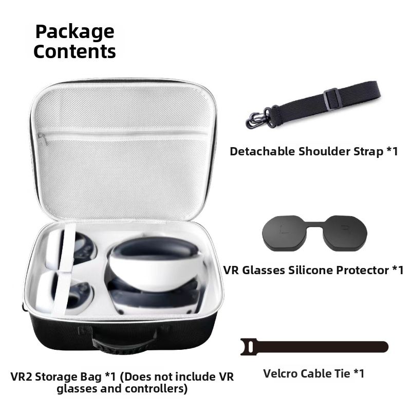 PS VR2 úložná taška s EVA ochranou, crossbody dizajn, Oxford textílie exteriér, kompatibilná s PS VR2 headsetom a ovládačmi, GP512