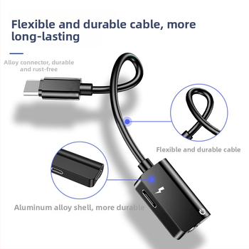 Adaptor Type-C pentru căști cu mufă de 3,5 mm și încărcare – cablu convertor dual pentru telefoane Type-C