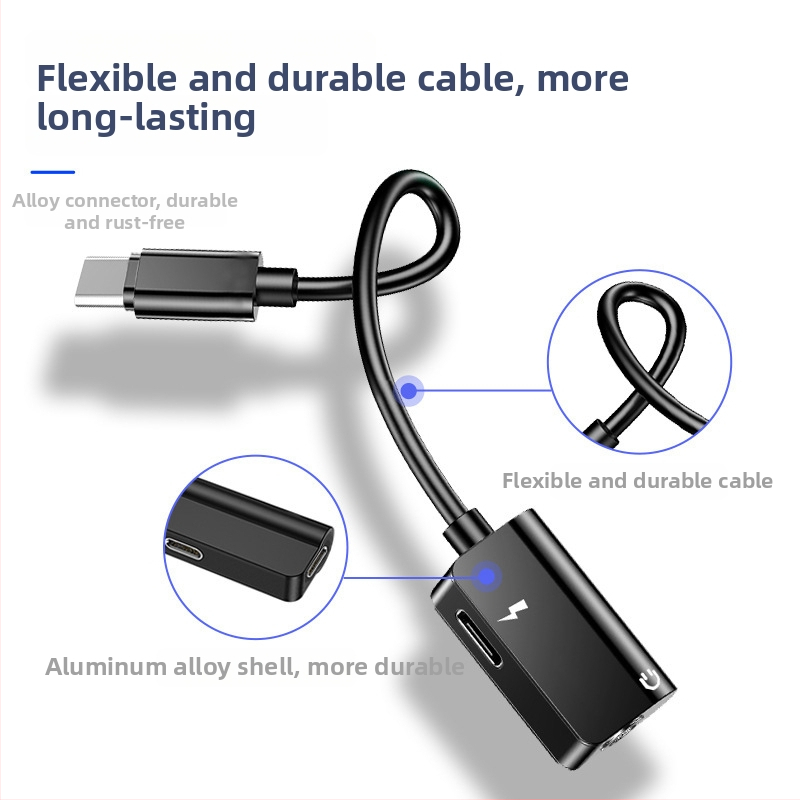 Adaptor Type-C pentru căști cu mufă de 3,5 mm și încărcare – cablu convertor dual pentru telefoane Type-C