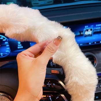 Husă de volan din pluș, stil drăguț, utilizare de iarnă, potrivire universală