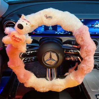 Husă de volan din pluș, stil drăguț, utilizare de iarnă, potrivire universală