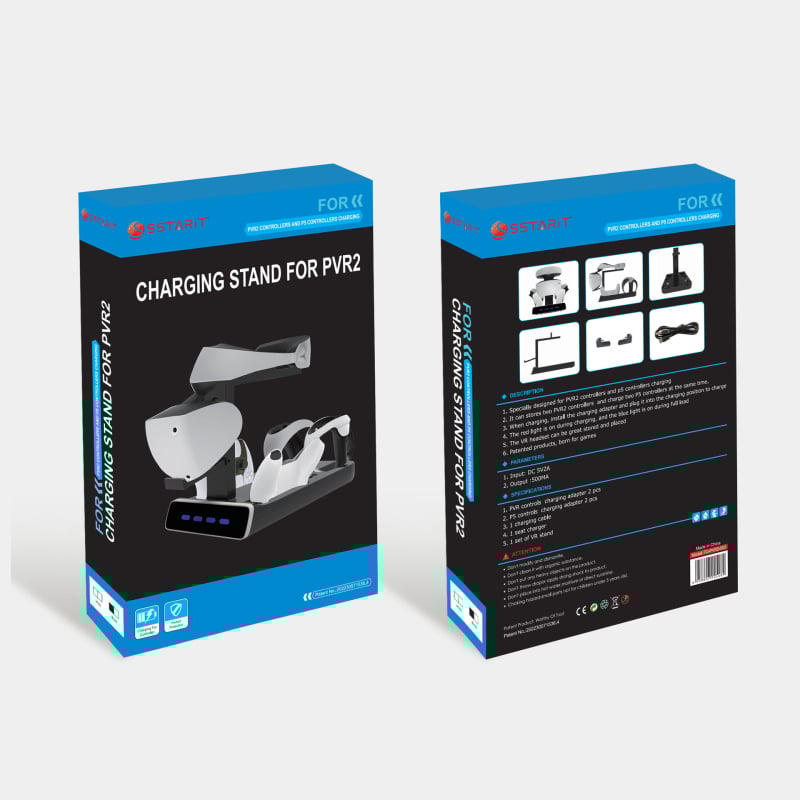 Dock de încărcare pentru controloarele PS VR2 și PS5 cu indicator de iluminare și suport pentru headset VR | ABS, Interfață Type-C