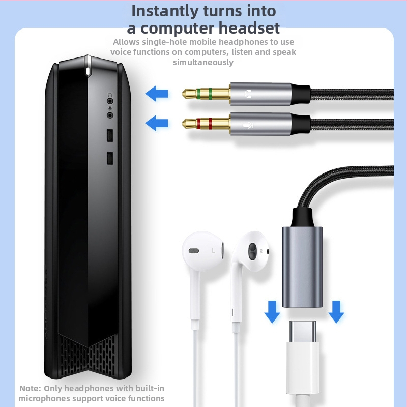 Type-C ženský na 3,5 mm audio adaptér kábel s meďou jadrom