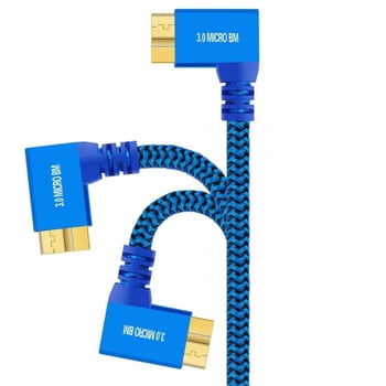 Καλώδιο USB 3.0 γωνίας A–Micro-B για μεταφορά δεδομένων υψηλής ταχύτητας, πλεγμένος χαλκός με χρυσά συνδετικά