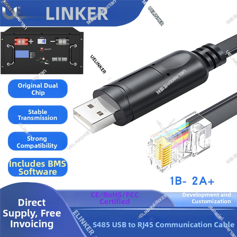 Sériový kábel USB na RJ45 8P8C pre RS485 komunikáciu, monitorovanie BMS Li‑batérie, UK7039, meď, dĺžka 0,5–5 m