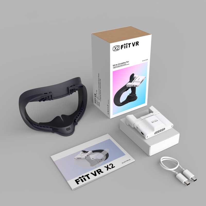 Mască de răcire cu circulație a aerului pentru Oculus Quest 2, prindere magnetică și cu cataramă, model X2, ABS, dimensiuni 190×118×81 mm, greutate 99 g