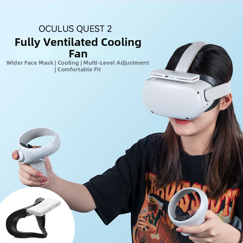 Maska Oculus Quest 2 s ventilátorom na cirkuláciu vzduchu pre chladenie — Model: quest 2 Mask; Batéria: 700 mA; Hmotnosť: 222 g; Materiál: Plast; Nosenie: na hlave