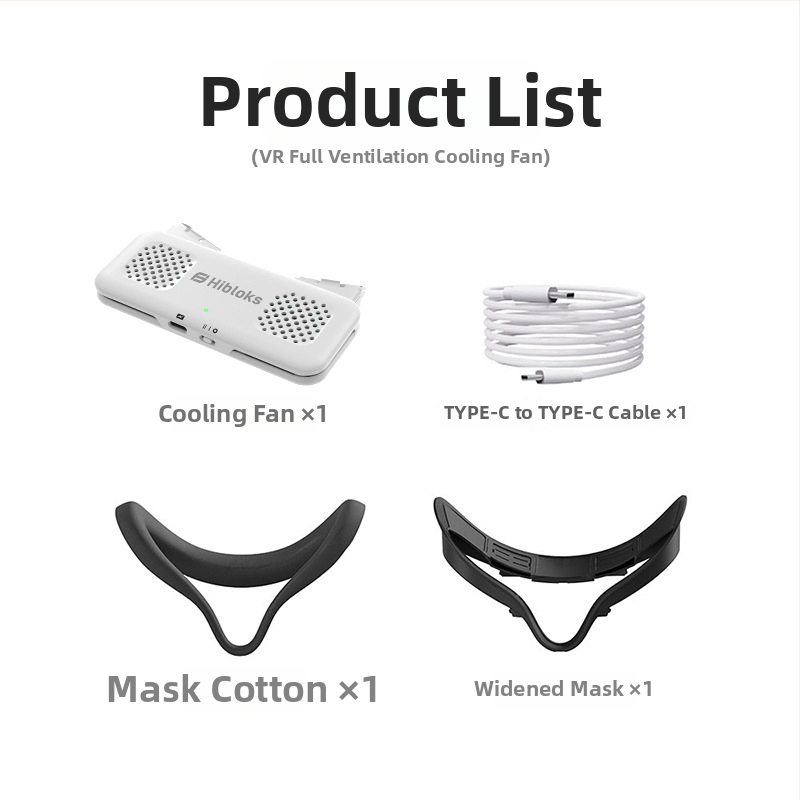 Maska Oculus Quest 2 s ventilátorom na cirkuláciu vzduchu pre chladenie — Model: quest 2 Mask; Batéria: 700 mA; Hmotnosť: 222 g; Materiál: Plast; Nosenie: na hlave