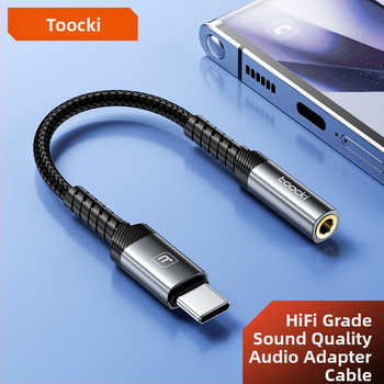 Toocki Type-C na 3,5 mm audio adaptér kábel s káblovým ovládaním, HiFi, model Tq-yd09a/b, kompatibilné s Apple, Samsung, Xiaomi, Huawei
