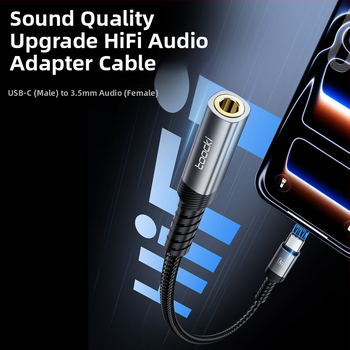 Toocki Type-C na 3,5 mm audio adaptér kábel s káblovým ovládaním, HiFi, model Tq-yd09a/b, kompatibilné s Apple, Samsung, Xiaomi, Huawei