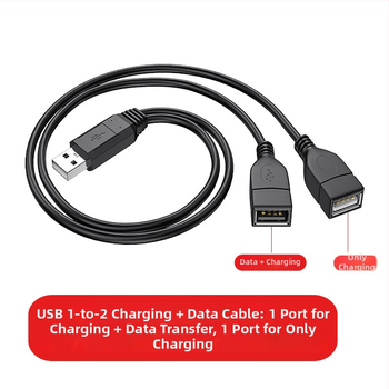 Kabel USB od čistog bakra, podjela 1 na 2, 1 muški i 2 ženska USB priključka, trostrani adapter/produžni kabel, duljine 1,5 m, 2 m, 0,3 m