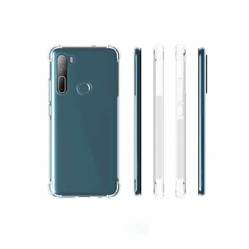 HTC U20 5G калъф – прозрачен TPU заден капак с четири ъглови въздушни възглавници, удебелена ударозащита
