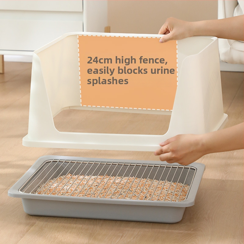 Toaletă pentru câini cu plasă din oțel inoxidabil, bază din plastic, design anti-pășire