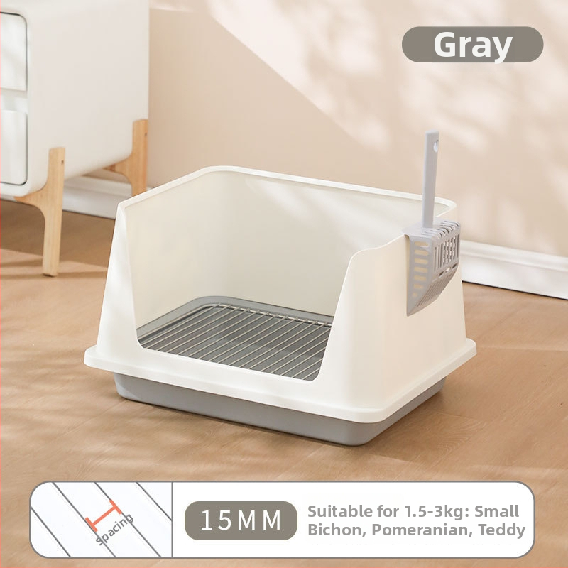 Toaletă pentru câini cu plasă din oțel inoxidabil, bază din plastic, design anti-pășire