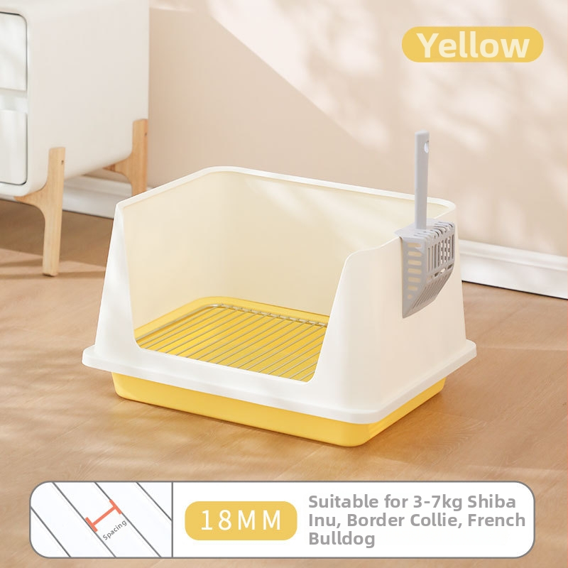 Toaletă pentru câini cu plasă din oțel inoxidabil, bază din plastic, design anti-pășire