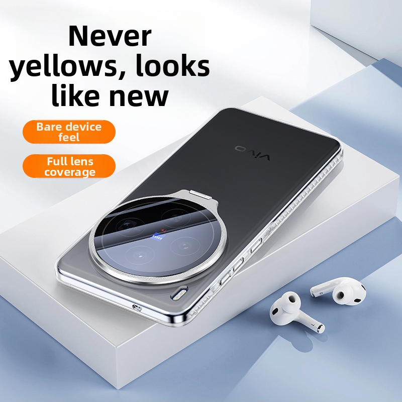 Калъф за телефон за Vivo X300Pro и X200S с прозрачен гръб, пълна защита на лещата и алуминиев държач