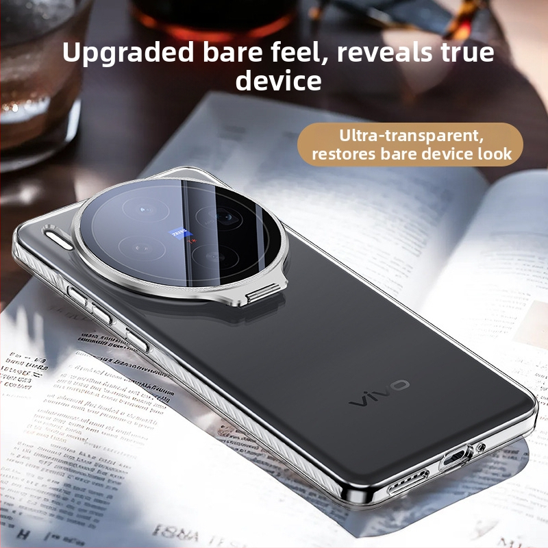 Калъф за телефон за Vivo X300Pro и X200S с прозрачен гръб, пълна защита на лещата и алуминиев държач