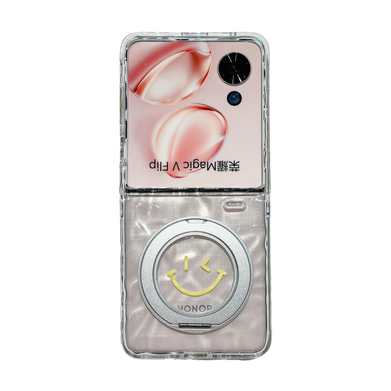 Carcasă de protecție pentru Honor Magic V Flip, cu suport pentru zâmbet, ecran pliabil, material acrilic, imprimare prin imprint, anti-cadere