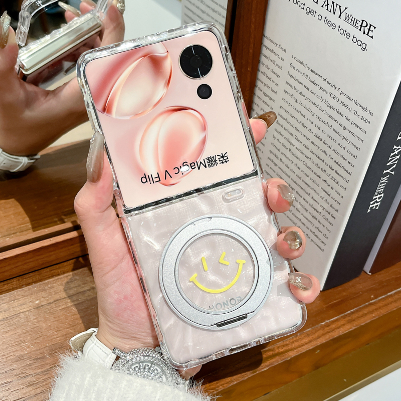 Carcasă de protecție pentru Honor Magic V Flip, cu suport pentru zâmbet, ecran pliabil, material acrilic, imprimare prin imprint, anti-cadere