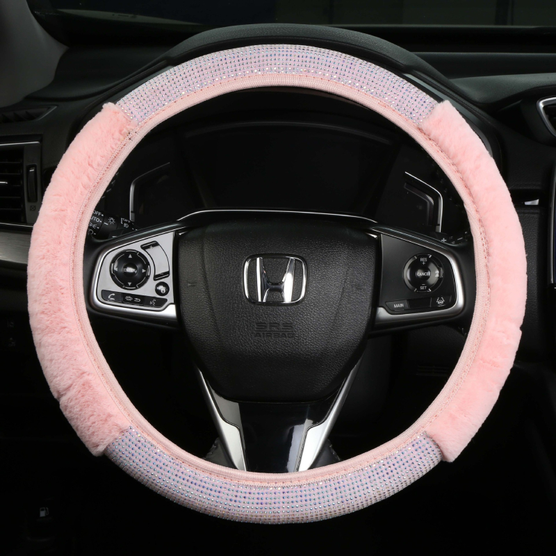 Siran navlaka za volan automobila, sladak stil, umjetna pliš površina, univerzalna instalacija, pogodno za sve sezone