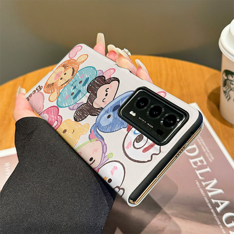 Kryt pre Glory MagicV2/MagicVs2 – skladací kožený obal, karikatúrny dizajn s veľkou hlavou, odolný voči pádom, flip kryt, inteligentné okno