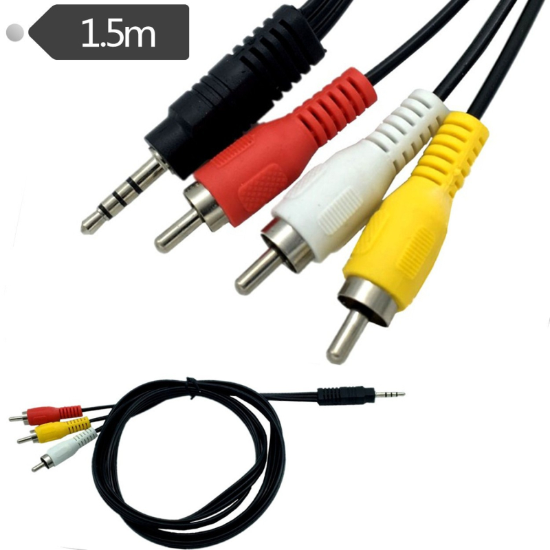 Cablu adaptor 3.5mm la 3RCA, AV-out, audio și video, lungime 1,5 m