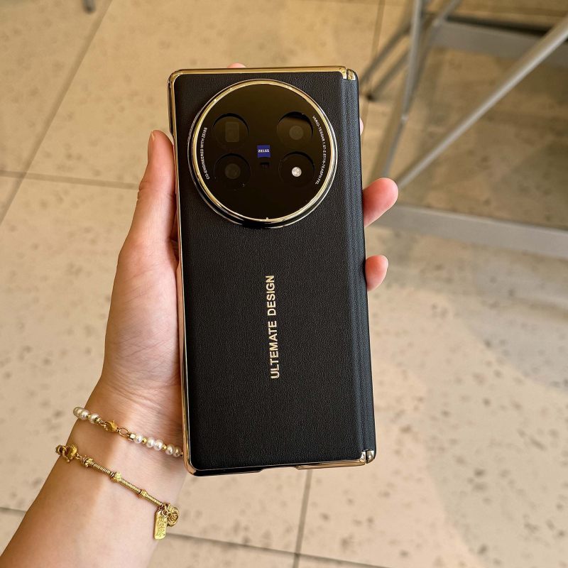 Vivo X Fold5 калъф, естествена кожа, електрополирана леща, магнитна защита, защита срещу изпускане