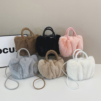 Ženska torbica za rame od pliša, gradski minimalistički stil, horizontalni kvadratni oblik, magnetsko zatvaranje, poliester podstava