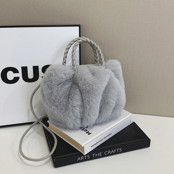 Ženska torbica za rame od pliša, gradski minimalistički stil, horizontalni kvadratni oblik, magnetsko zatvaranje, poliester podstava