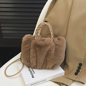 Ženska torbica za rame od pliša, gradski minimalistički stil, horizontalni kvadratni oblik, magnetsko zatvaranje, poliester podstava