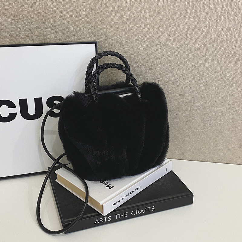 Ženska torbica za rame od pliša, gradski minimalistički stil, horizontalni kvadratni oblik, magnetsko zatvaranje, poliester podstava